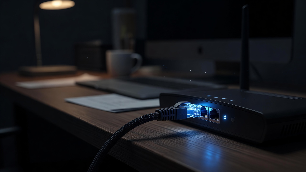 Abstract visualization of an encrypted VPN tunnel connecting a laptop to a global server network